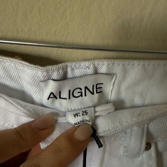 NWT Aligne Tommy Barrel Leg White Jeans High Rise Size 25 - Picture 11 of 13